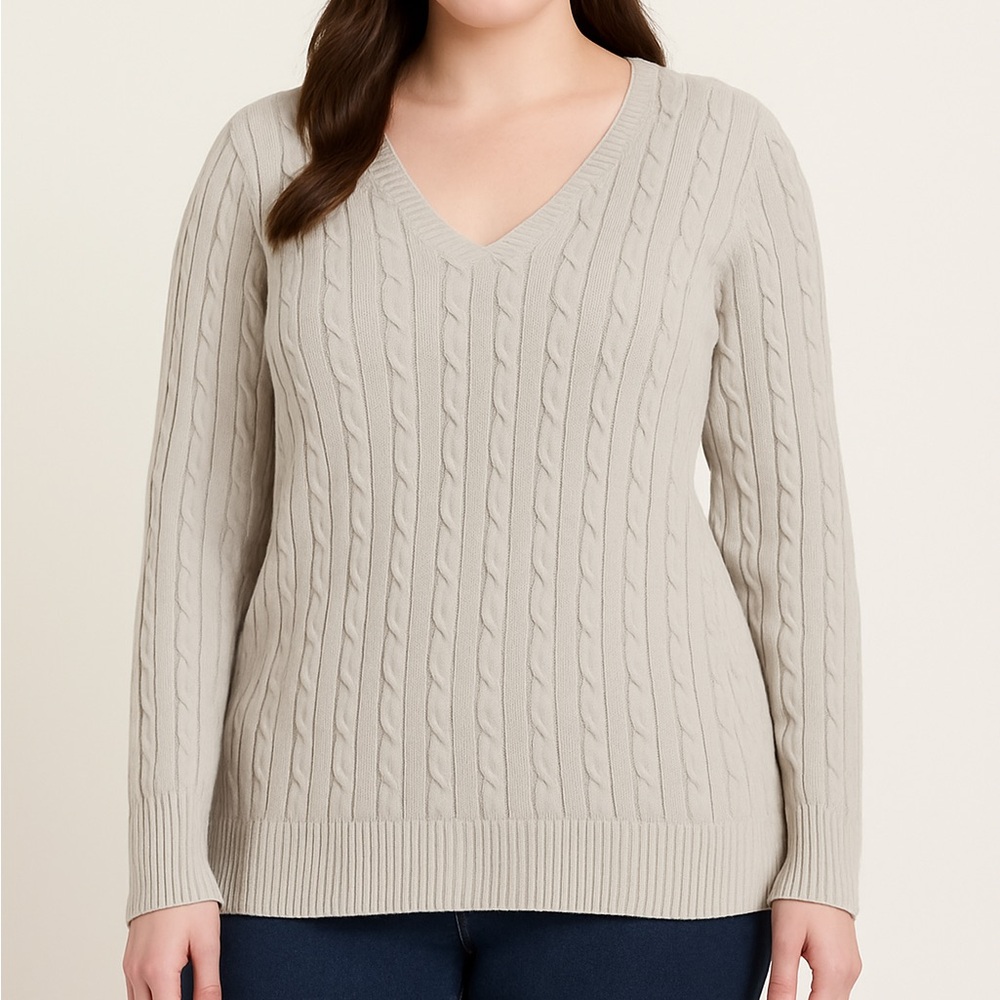 St Johns Bay Classic Crafted Cotton Grey Knit Sweater
